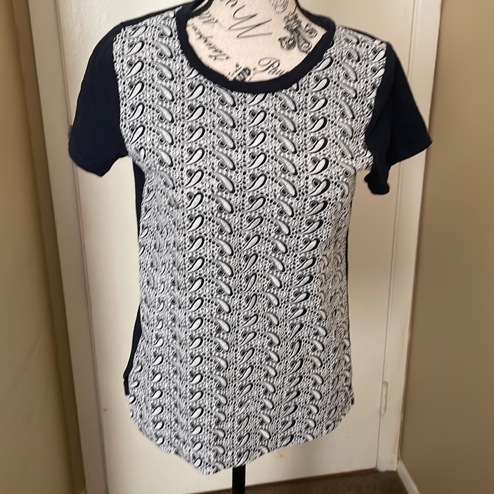 J crew tee shirt size small navy/White beautiful detail